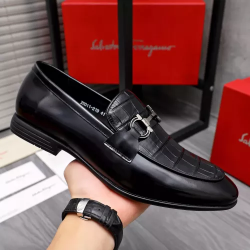 Replica Salvatore Ferragamo Leather Shoes For Men #1293145 $85.00 USD for Wholesale