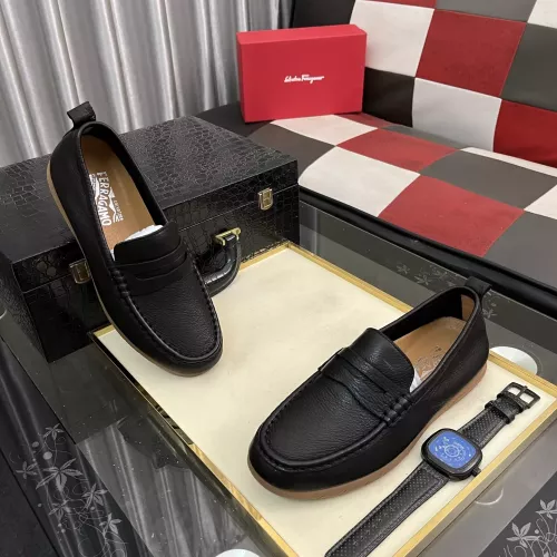 Replica Salvatore Ferragamo Leather Shoes For Men #1362169 $92.00 USD for Wholesale