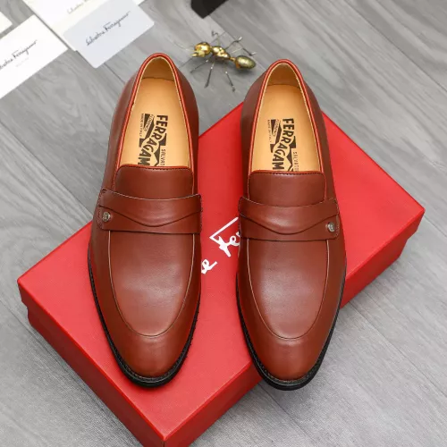 Replica Salvatore Ferragamo Leather Shoes For Men #1380562 $88.00 USD for Wholesale