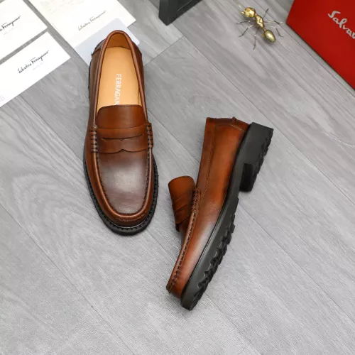 Replica Salvatore Ferragamo Leather Shoes For Men #1380640 $85.00 USD for Wholesale