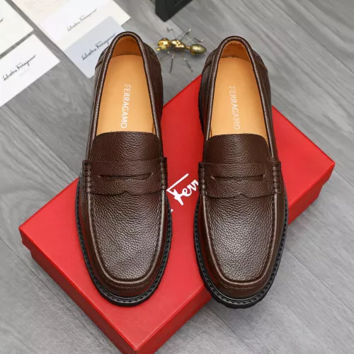 Replica Salvatore Ferragamo Leather Shoes For Men #1380641 $85.00 USD for Wholesale
