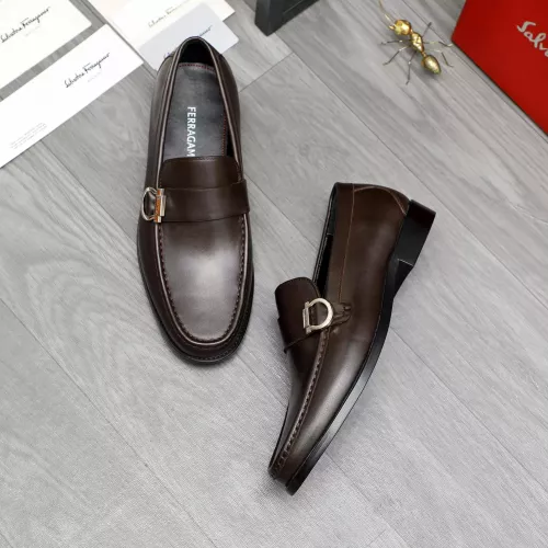 Replica Salvatore Ferragamo Leather Shoes For Men #1380660 $85.00 USD for Wholesale