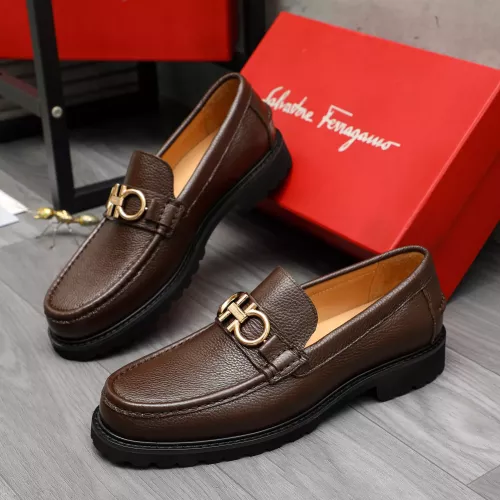 Replica Salvatore Ferragamo Leather Shoes For Men #1380706 $85.00 USD for Wholesale