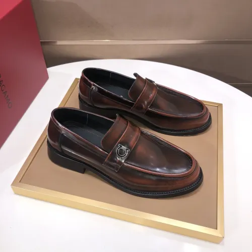 Replica Salvatore Ferragamo Leather Shoes For Men #1391771 $100.00 USD for Wholesale