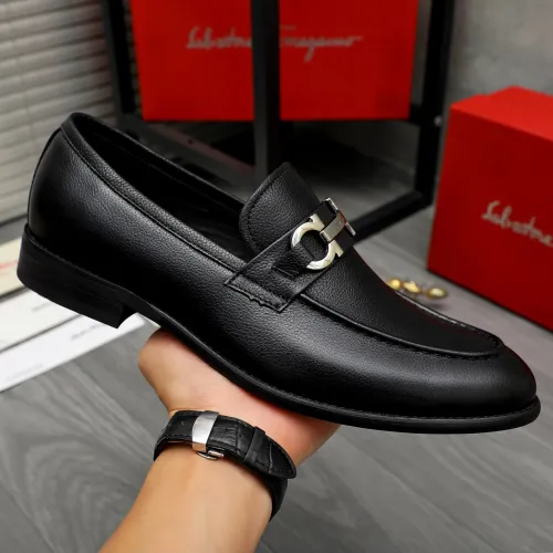 Replica Salvatore Ferragamo Leather Shoes For Men #1399144 $82.00 USD for Wholesale