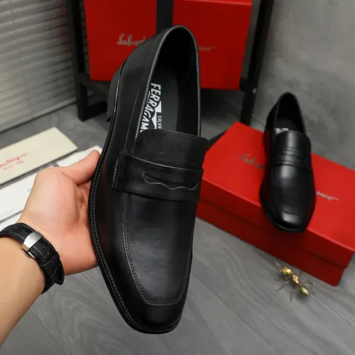 Replica Salvatore Ferragamo Leather Shoes For Men #1399155 $85.00 USD for Wholesale