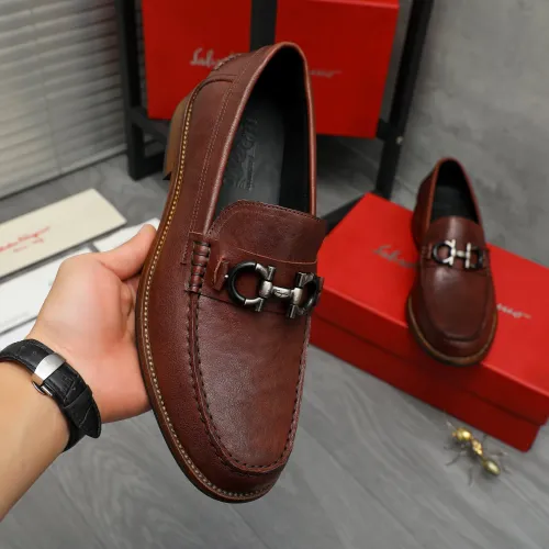 Replica Salvatore Ferragamo Leather Shoes For Men #1399156 $125.00 USD for Wholesale