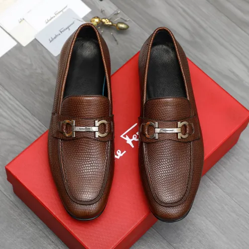 Replica Salvatore Ferragamo Leather Shoes For Men #1408687 $85.00 USD for Wholesale