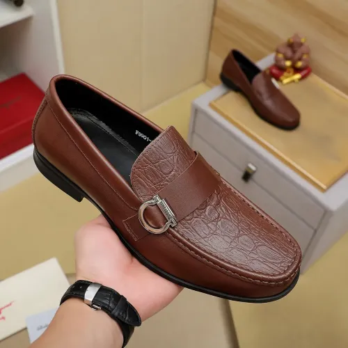 Replica Salvatore Ferragamo Leather Shoes For Men #1408689 $88.00 USD for Wholesale