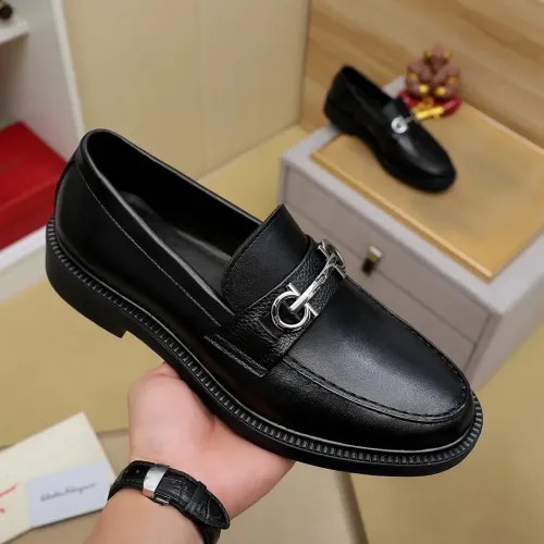 Replica Salvatore Ferragamo Leather Shoes For Men #1408694 $88.00 USD for Wholesale