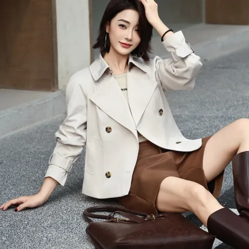 Replica Burberry Trench Coat Long Sleeved For Women #1410240 $132.00 USD for Wholesale