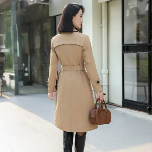 Replica Burberry Trench Coat Long Sleeved For Women #1410295 $160.00 USD for Wholesale
