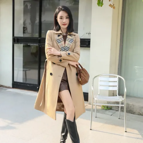 Replica Burberry Trench Coat Long Sleeved For Women #1410295 $160.00 USD for Wholesale