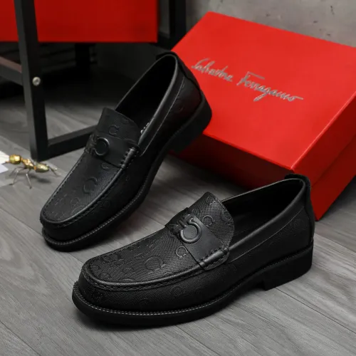 Replica Salvatore Ferragamo Leather Shoes For Men #1416446 $98.00 USD for Wholesale