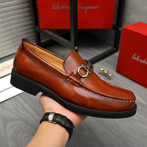 Replica Salvatore Ferragamo Leather Shoes For Men #1416541 $96.00 USD for Wholesale