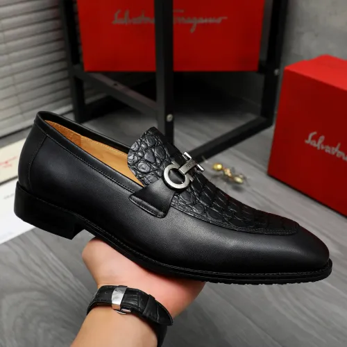 Replica Salvatore Ferragamo Leather Shoes For Men #1416545 $88.00 USD for Wholesale