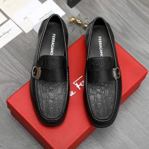 Replica Salvatore Ferragamo Leather Shoes For Men #1416547 $88.00 USD for Wholesale