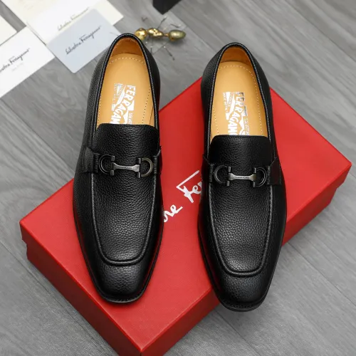 Replica Salvatore Ferragamo Leather Shoes For Men #1416553 $88.00 USD for Wholesale