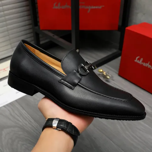 Replica Salvatore Ferragamo Leather Shoes For Men #1416554 $88.00 USD for Wholesale