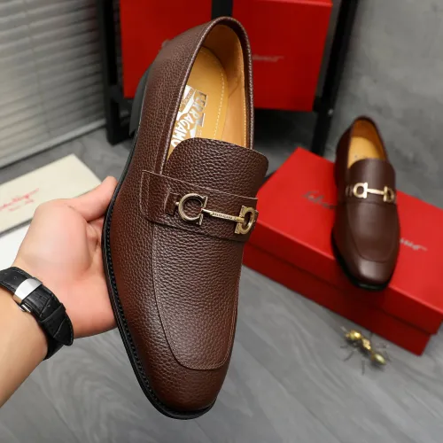 Replica Salvatore Ferragamo Leather Shoes For Men #1416556 $88.00 USD for Wholesale