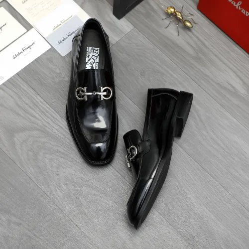 Replica Salvatore Ferragamo Leather Shoes For Men #1416564 $88.00 USD for Wholesale