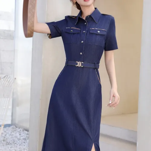 Replica Burberry Dresses Short Sleeved For Women #1440063 $85.00 USD for Wholesale