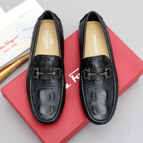 Replica Salvatore Ferragamo Leather Shoes For Men #1443105 $80.00 USD for Wholesale