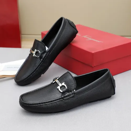 Replica Salvatore Ferragamo Leather Shoes For Men #1443112 $80.00 USD for Wholesale