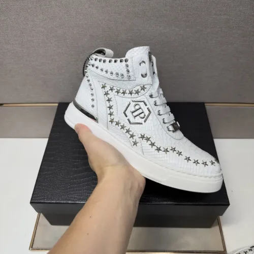 Replica Philipp Plein PP High Tops Shoes For Men #1455198 $132.00 USD for Wholesale