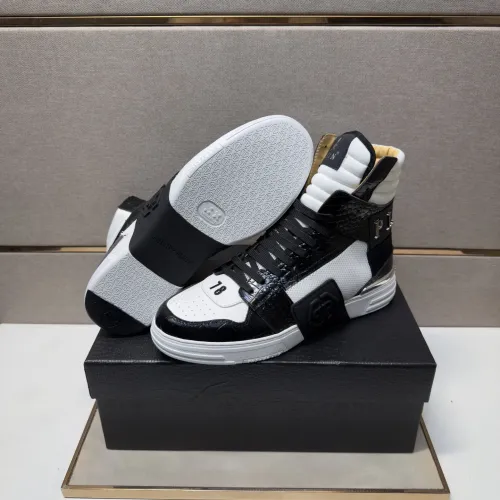 Replica Philipp Plein PP High Tops Shoes For Men #1455200 $125.00 USD for Wholesale