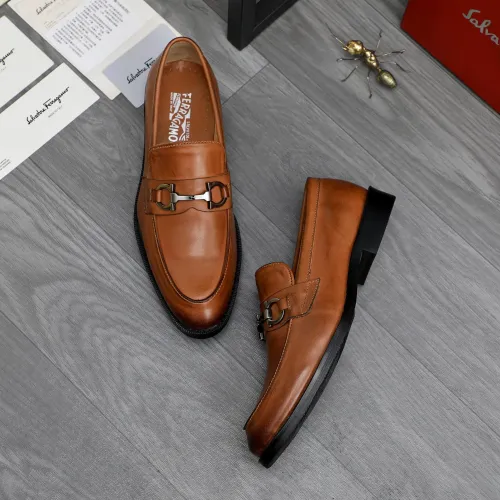 Replica Salvatore Ferragamo Leather Shoes For Men #1463283 $85.00 USD for Wholesale